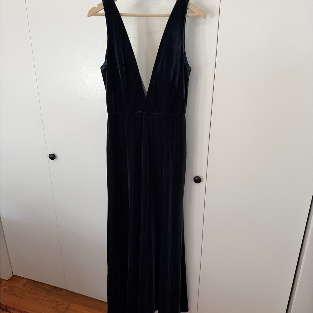 Jenny Yoo French blue Logan velvet bridesmaids dress